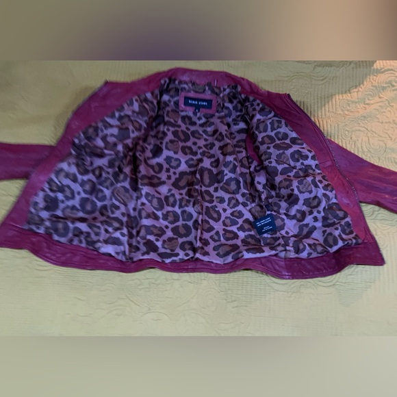 Black Rivet Red Leather Jacket - Picture 3 of 6